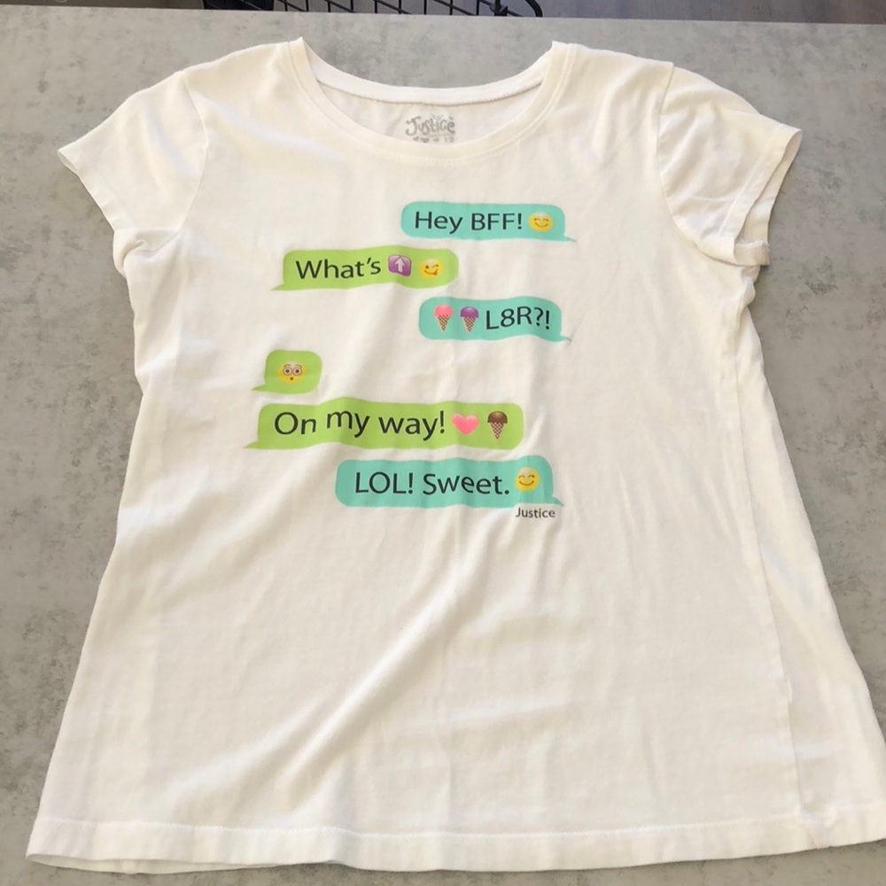 Girls Size 12 Justice white t-shirt